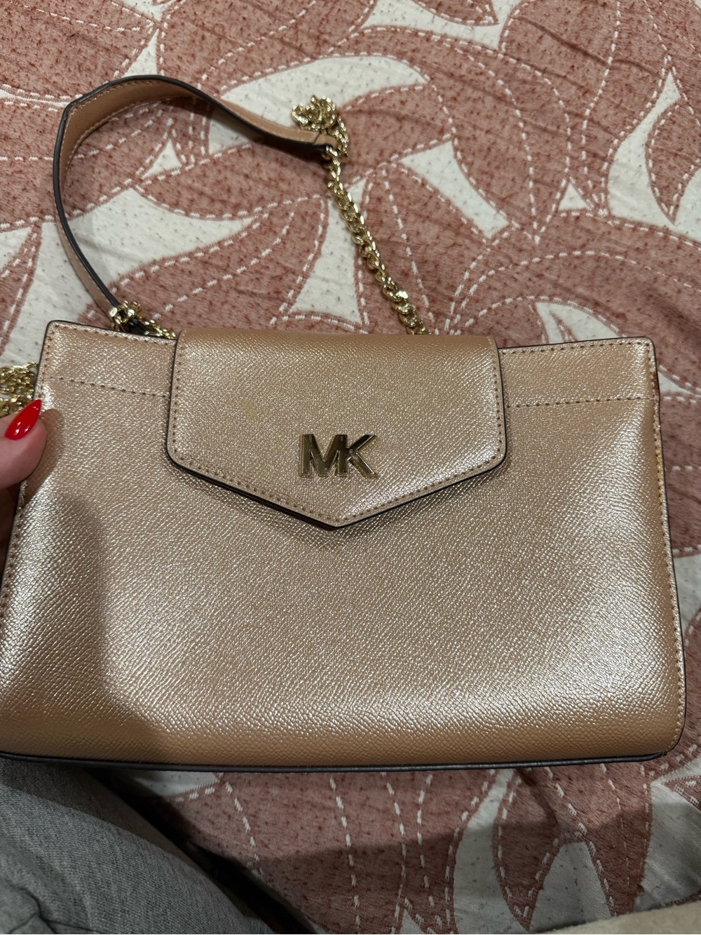 Michael Kors Blush Gold Crossbody with Chain Strap